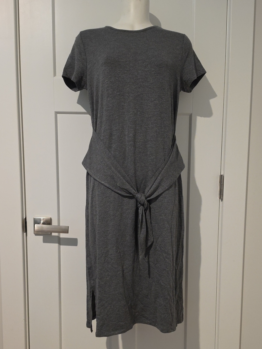 NWT Time and Tru Dark Gray Tie Waist Knit Dress